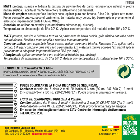 Flacon de cire protectrice effet mat 1L Fila MATT