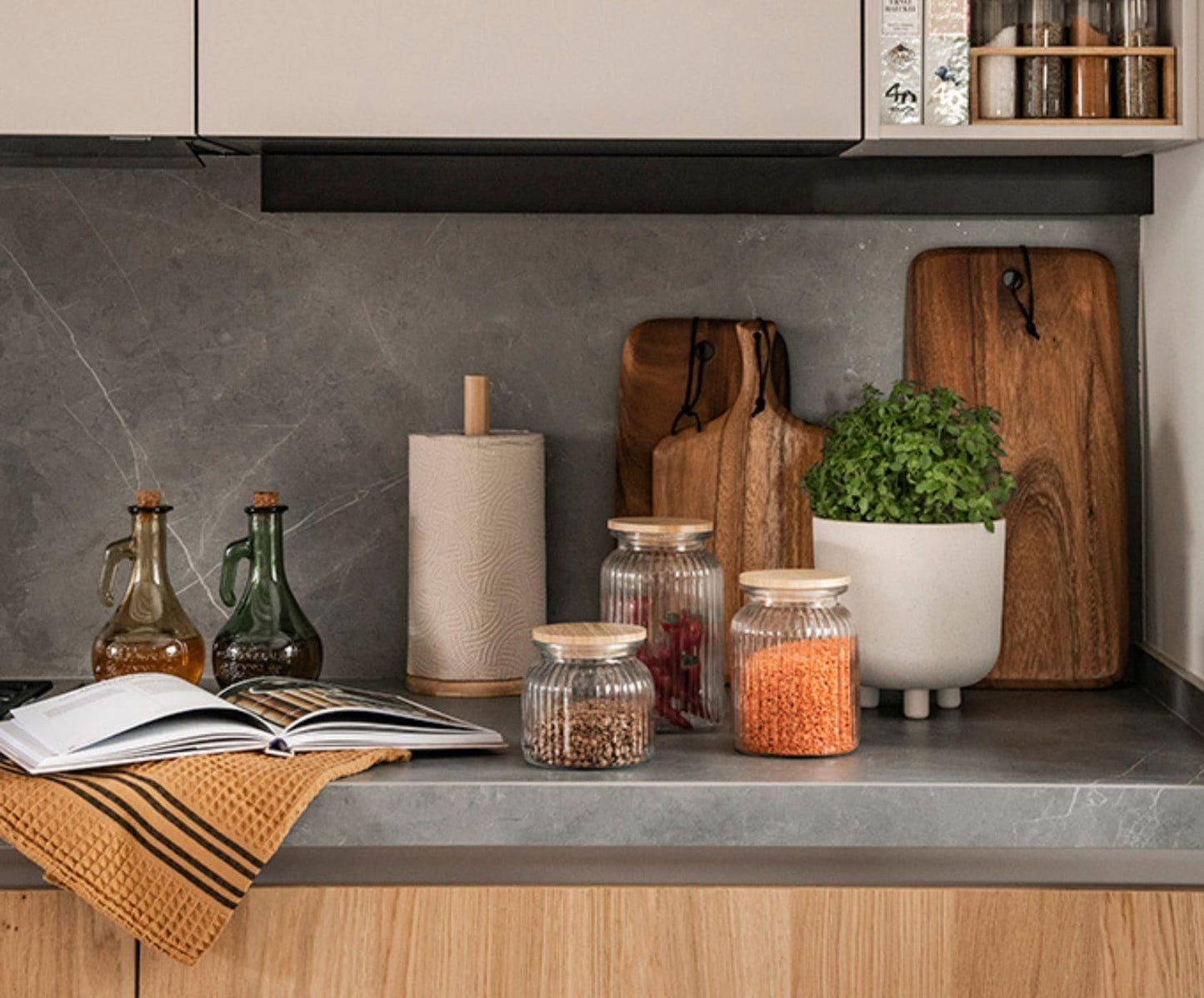Glazen pot met bamboe deksel 1L Andrea House