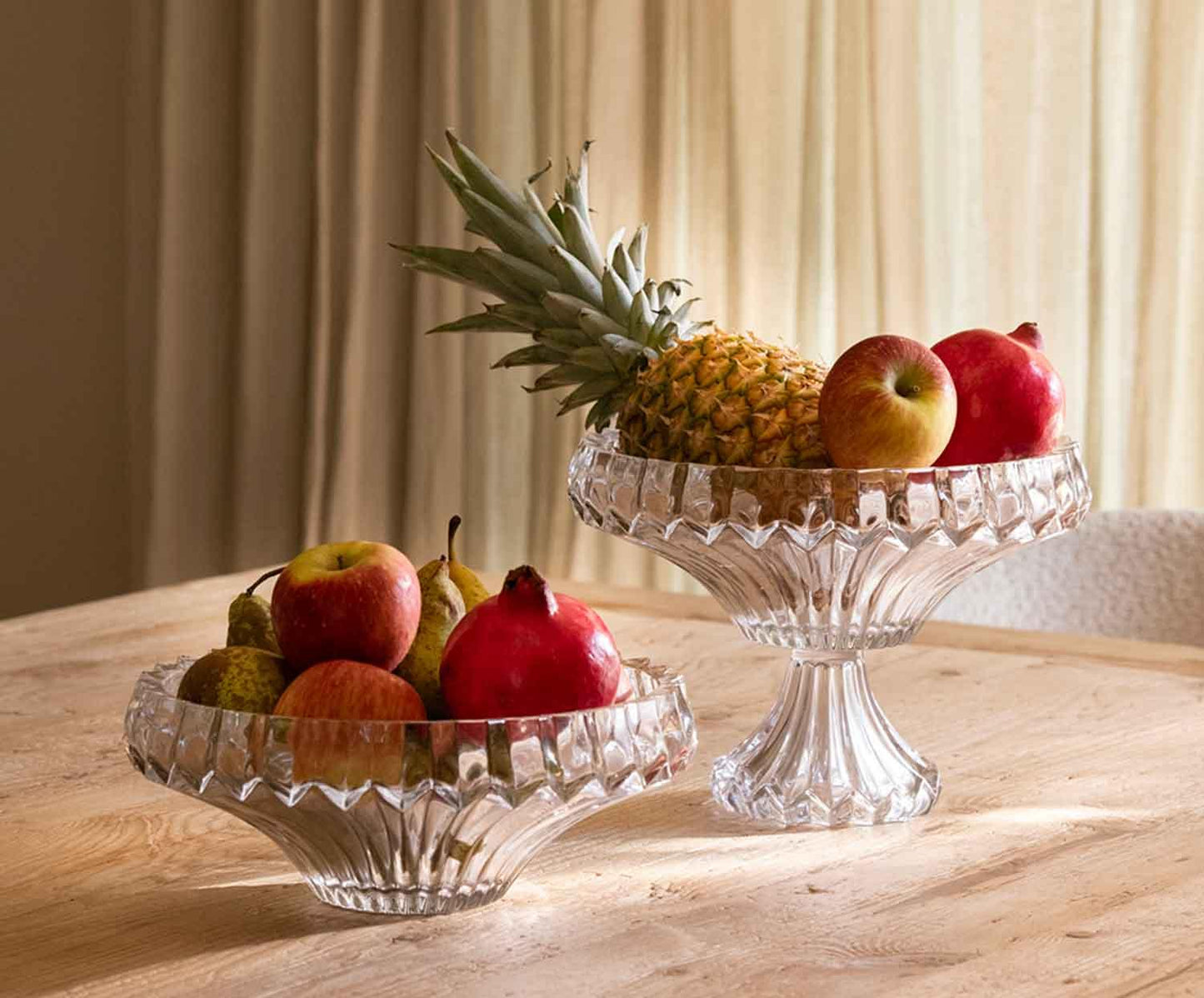 Klassieke fruitschaal van geslepen glas Ø31x12cm Andrea House