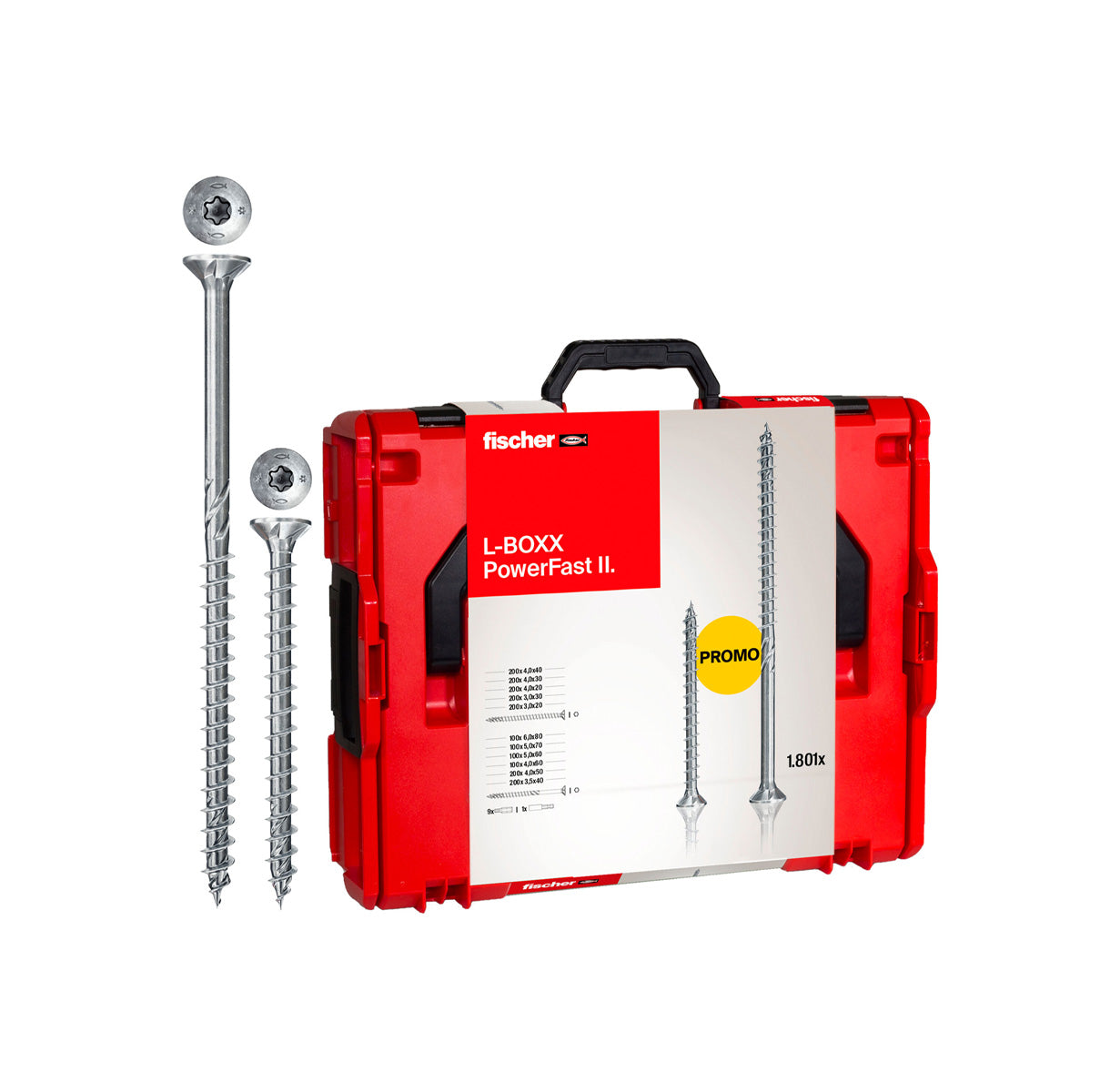 Kit PowerFast II L-BOXX 102 1.800 Tornillos + Set ProfiBit 10 uds Fischer