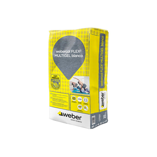 Ciment-colle Weber Flex2 Multigel blanc 25 kg