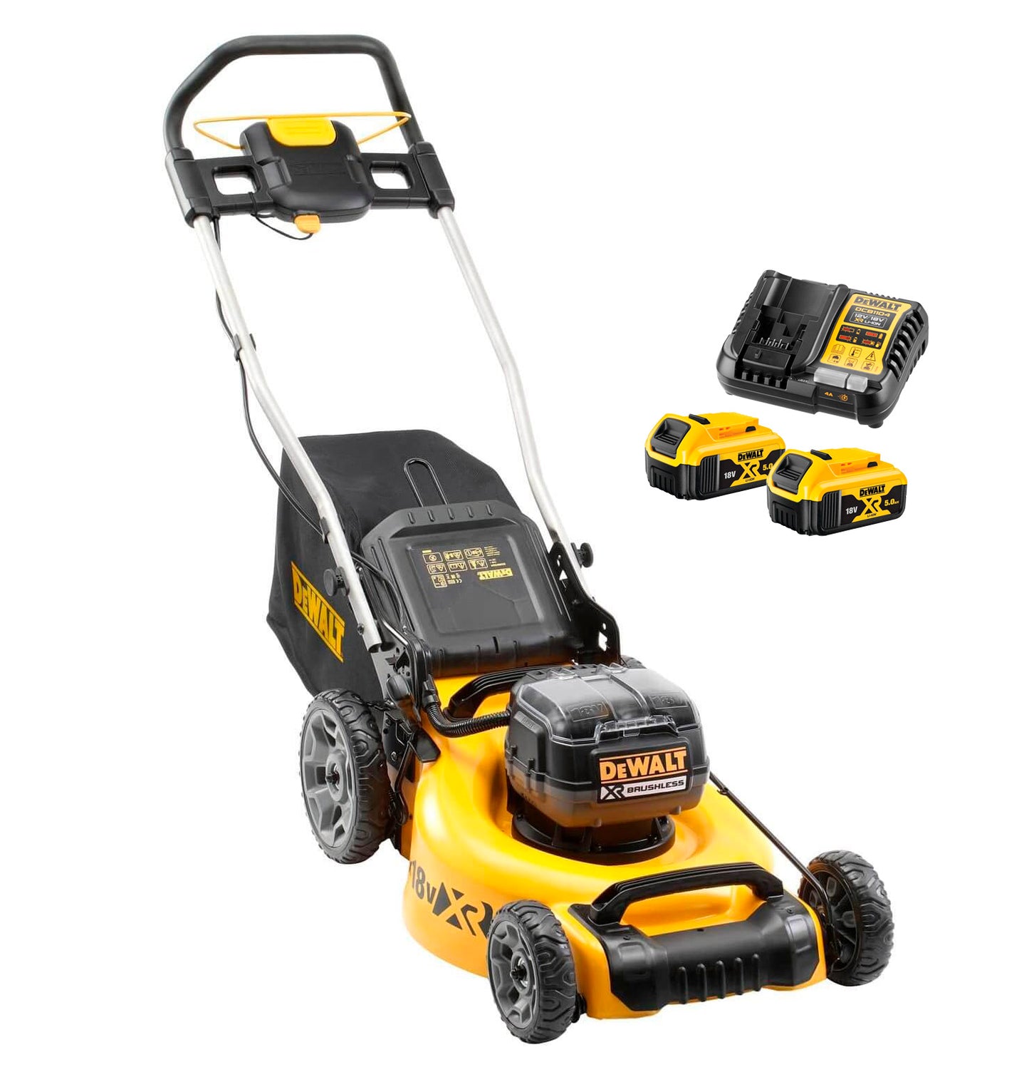 Tondeuse à gazon brushless XR 2x18V 48cm + 2bat 5Ah + chargeur Dewalt DCMW564N