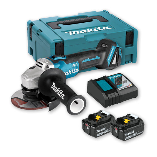 Mini meuleuse 18V avec 2 batteries 5Ah + Chargeur + Mallette Makita DGA504RTJ