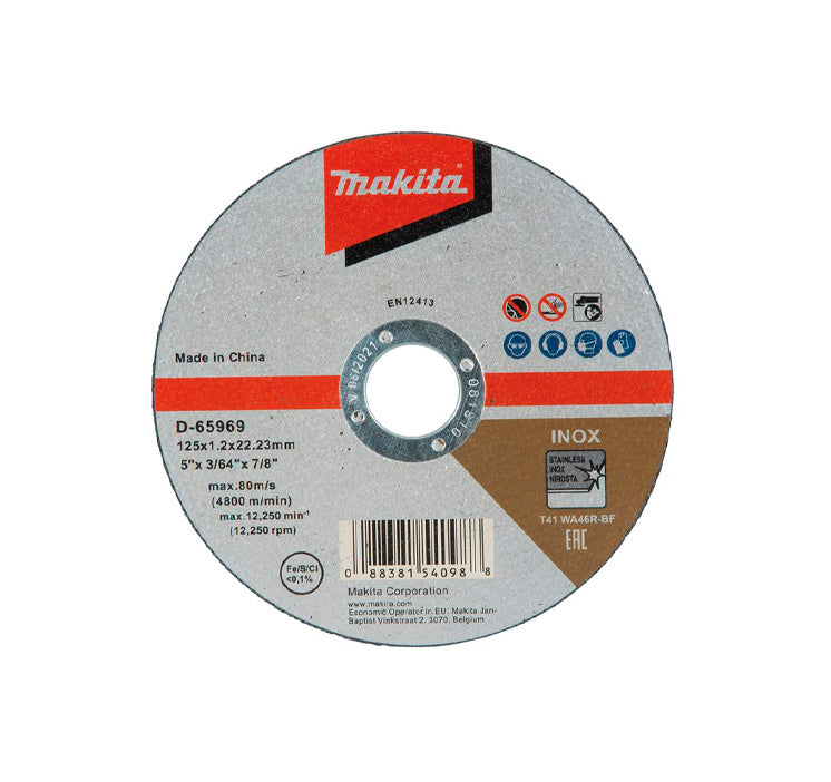 Doos met 10 Makita D-65953-10 115mm roestvrijstalen doorslijpschijven
