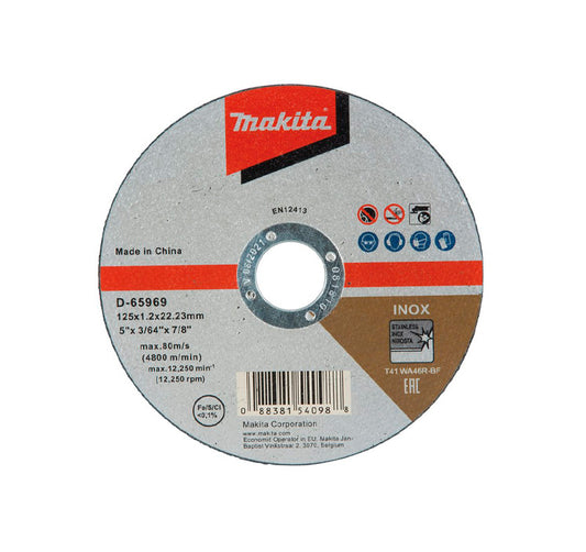 Doos met 10 Makita D-65969-10 125mm roestvrijstalen doorslijpschijven