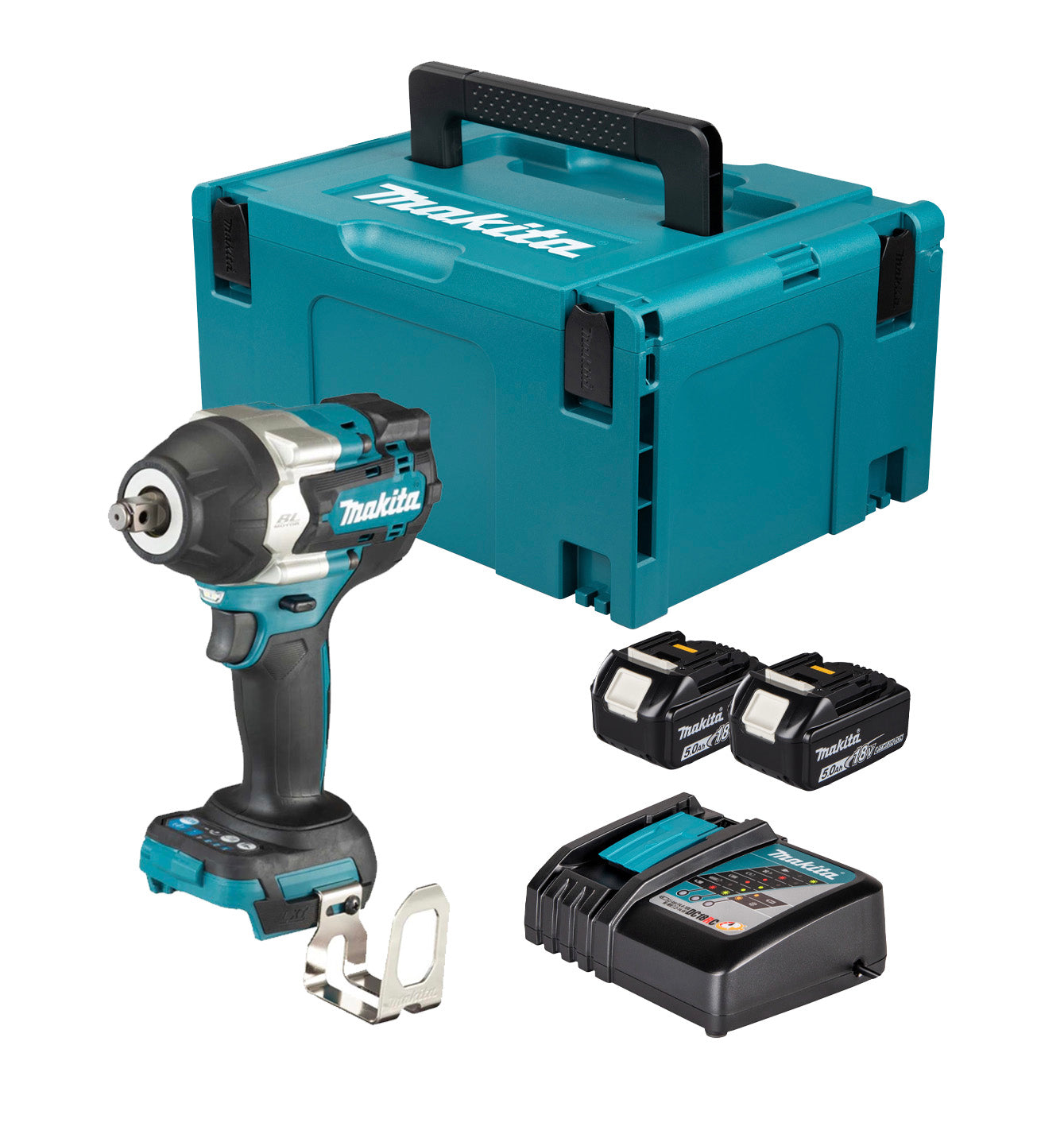 Clé à chocs Makita DTW700RTJ 18 V 1/2" LXT 700 Nm avec 2 batteries 5 Ah, chargeur et coffret de transport