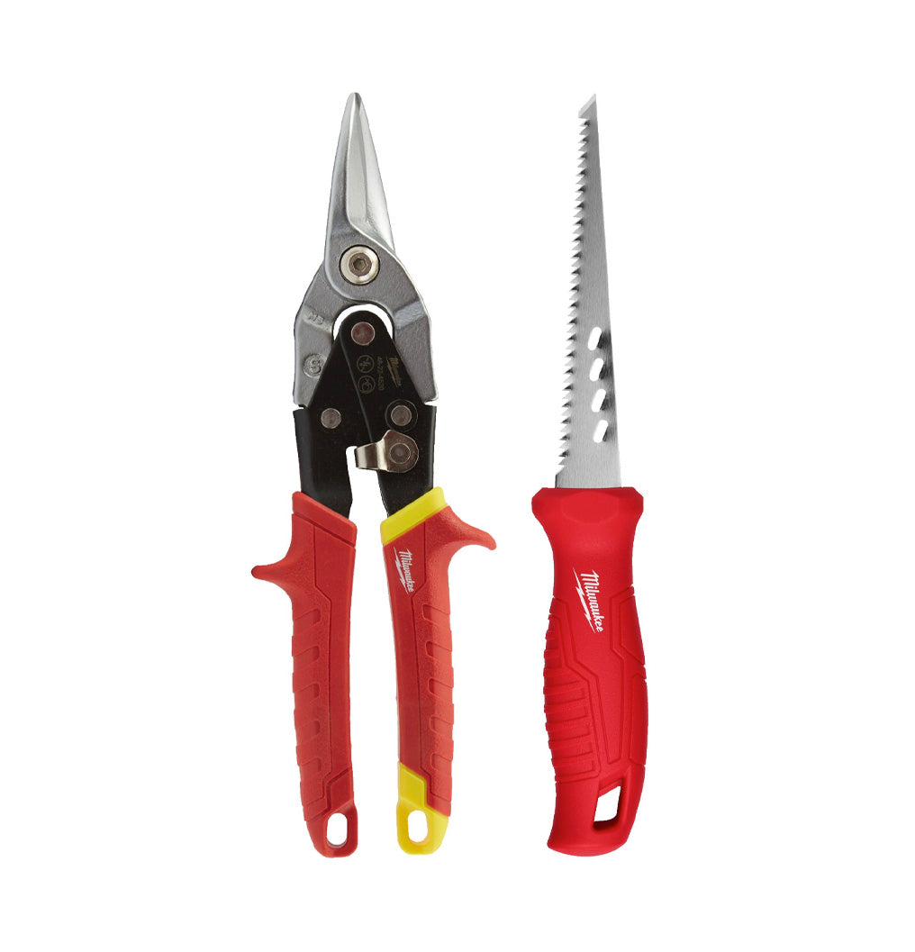 Kit pour cloisons sèches avec cisailles à tôle Milwaukee et scie à métaux