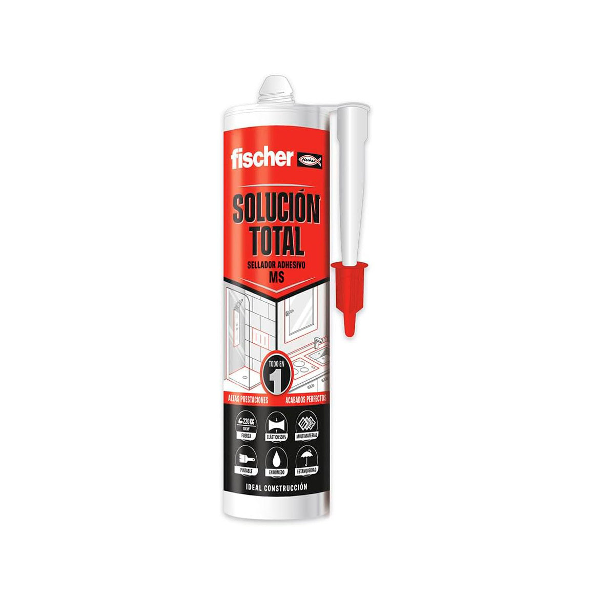Sealant-Adhesive Cartridge 290ml Total Sealing Fischer Crystal MS Transparent