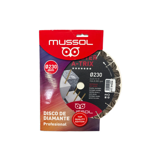 Diamantschijf voor zeer harde materialen TWISTER A-TRIX 230 mm Mussol